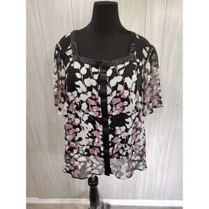 Women's Sheer Dark Floral Lane Bryant Plus Size Fairy Top Size 18/20 Outdoors...